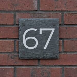 Naambord Leisteen 15 x 15 cm + Gaten