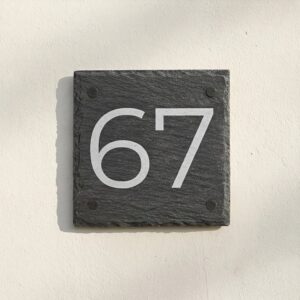 Naambord Leisteen 15 x 15 cm + Gaten