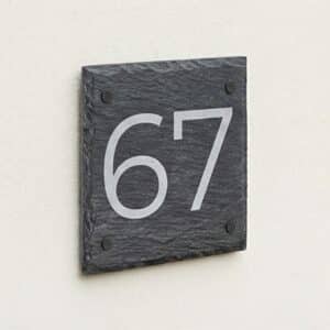 Naambord Leisteen 15 x 15 cm + Gaten