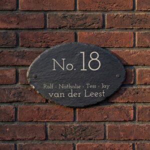 Naambord Leisteen 30 x 20 cm ovaal + Gaten