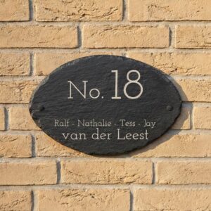 Naambord Leisteen 30 x 20 cm ovaal + Gaten