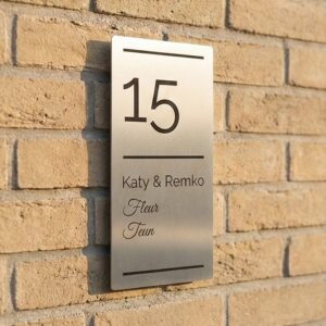 Naambord RVS 10 x 20 cm V01