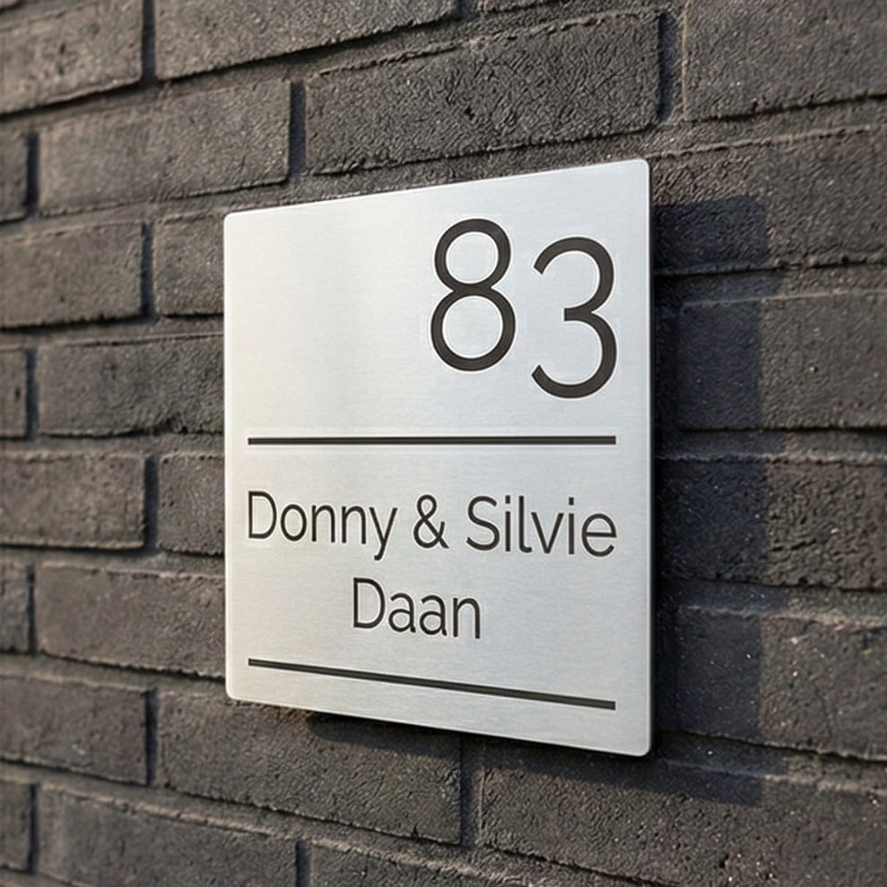 Naambord RVS 15 x 15 cm