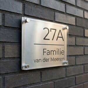 Naambord RVS – Plexiglas 20 x 15 cm