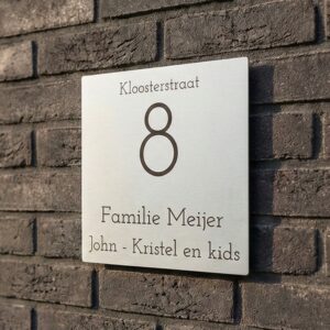 Naambord RVS 20 x 20 cm