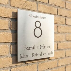 Naambord RVS 20 x 20 cm