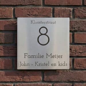 Naambord RVS 20 x 20 cm