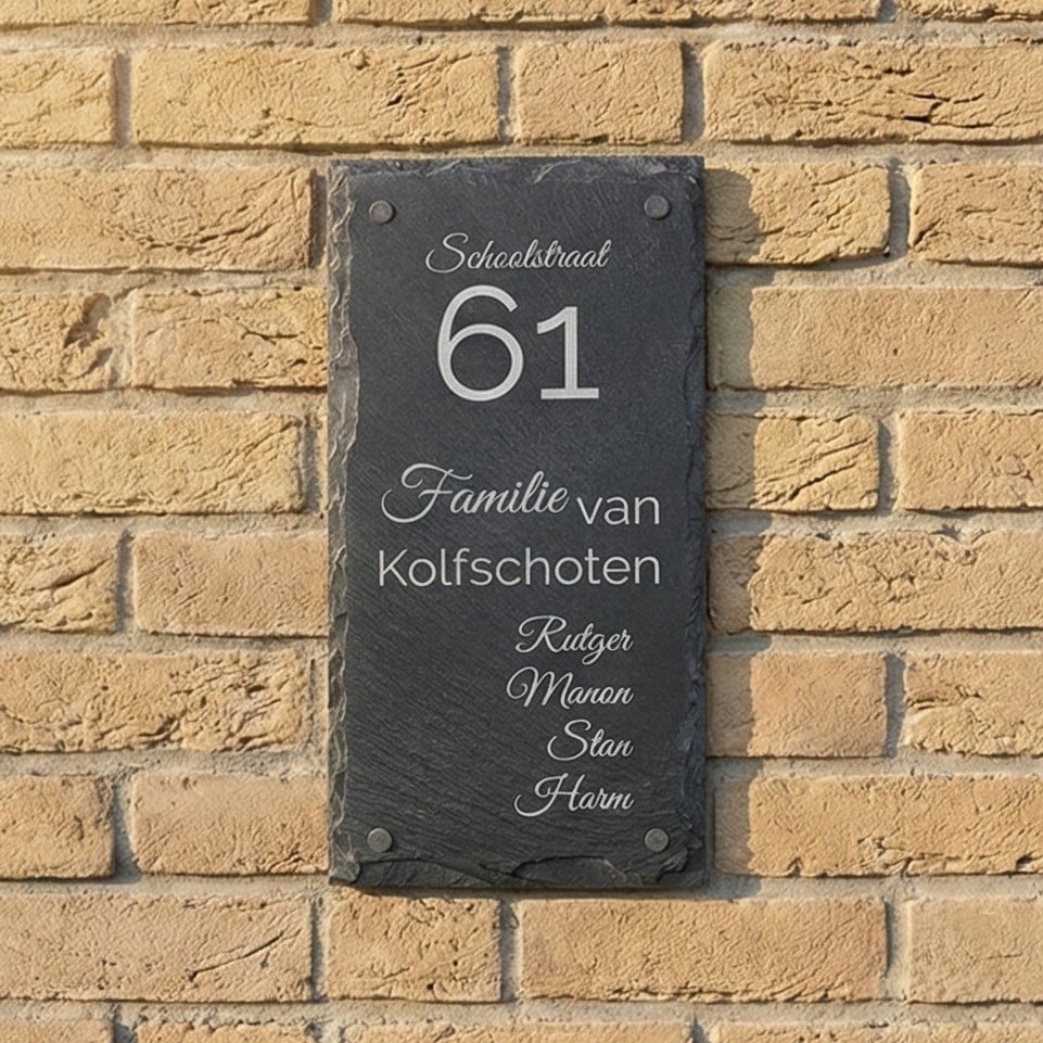 Naambord Leisteen 15 x 30 cm + Gaten