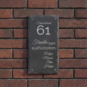 Naambord Leisteen 15 x 30 cm + Gaten