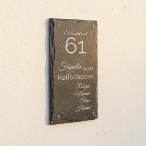 Naambord Leisteen 15 x 30 cm + Gaten