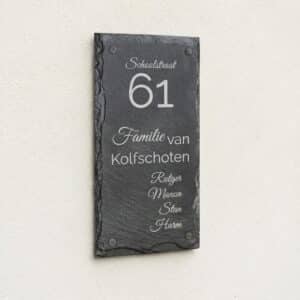 Naambord Leisteen 15 x 30 cm + Gaten