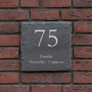 Naambord Leisteen 20 x 20 cm + Gaten