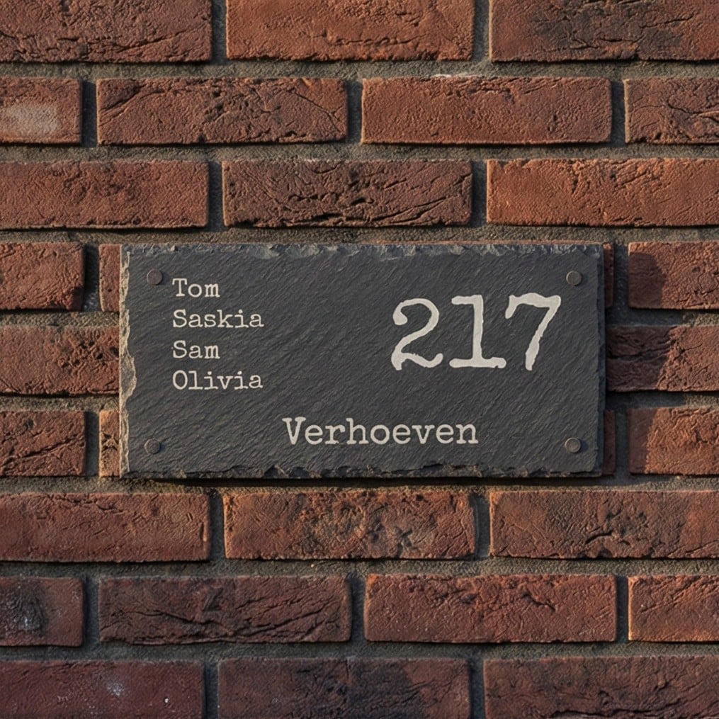 Naambord Leisteen 30 x 15 cm + Gaten