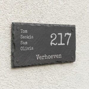 Naambord Leisteen 30 x 15 cm + Gaten