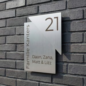 Naambord RVS 15 x 20 cm hoek 15 cm