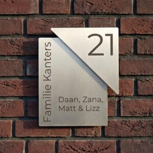 Naambord RVS 15 x 20 cm hoek 15 cm