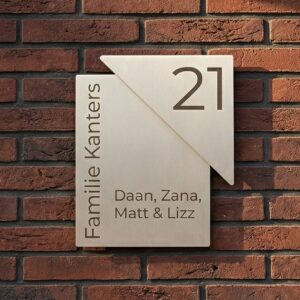 Naambord RVS 15 x 20 cm hoek 15 cm