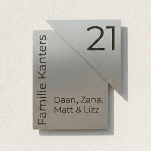 Naambord RVS 15 x 20 cm hoek 15 cm
