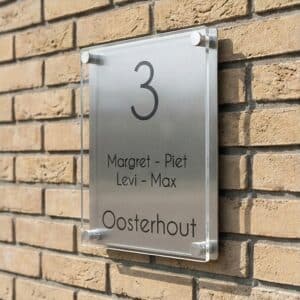 Naambord RVS - Plexiglas 15 x 20 cm