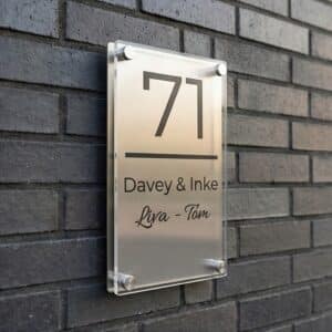 Naambord RVS – Plexiglas 13 x 22 cm