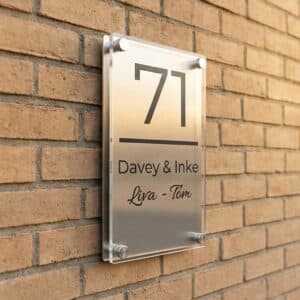 Naambord RVS – Plexiglas 13 x 22 cm