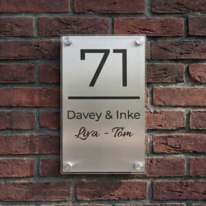 Naambord RVS – Plexiglas 13 x 22 cm