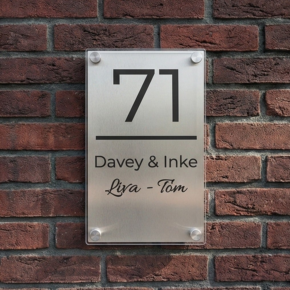 Naambord RVS – Plexiglas 13 x 22 cm