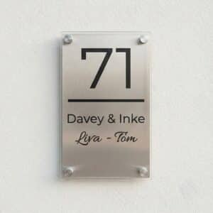 Naambord RVS - Plexiglas 13 x 22 cm