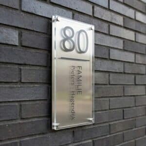 Naambord RVS - Plexiglas 15 x 30