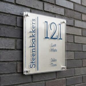 Naambord RVS - Plexiglas 20 x 20