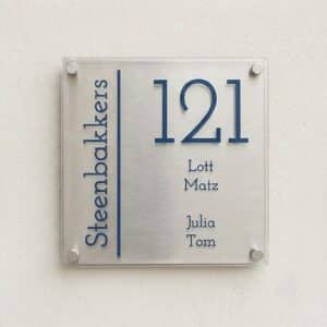 Naambord RVS - Plexiglas 20 x 20