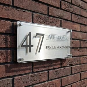 Naambord RVS – Plexiglas 30 x 15