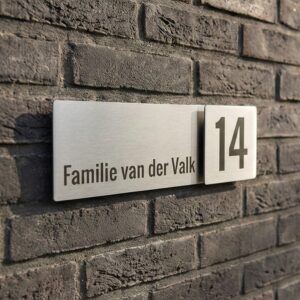 Naambord RVS 30 x 10 + verhoogd 10 x 10