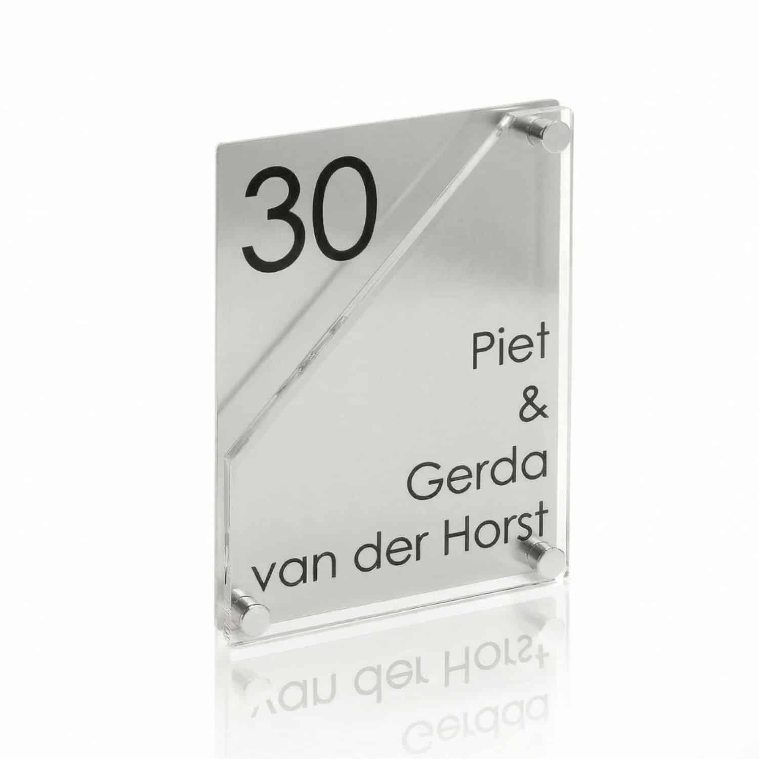Naambord RVS – Plexiglas 15 x 20 cm met hoek