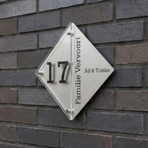 Naambord RVS – Plexiglas 28 x 28 cm