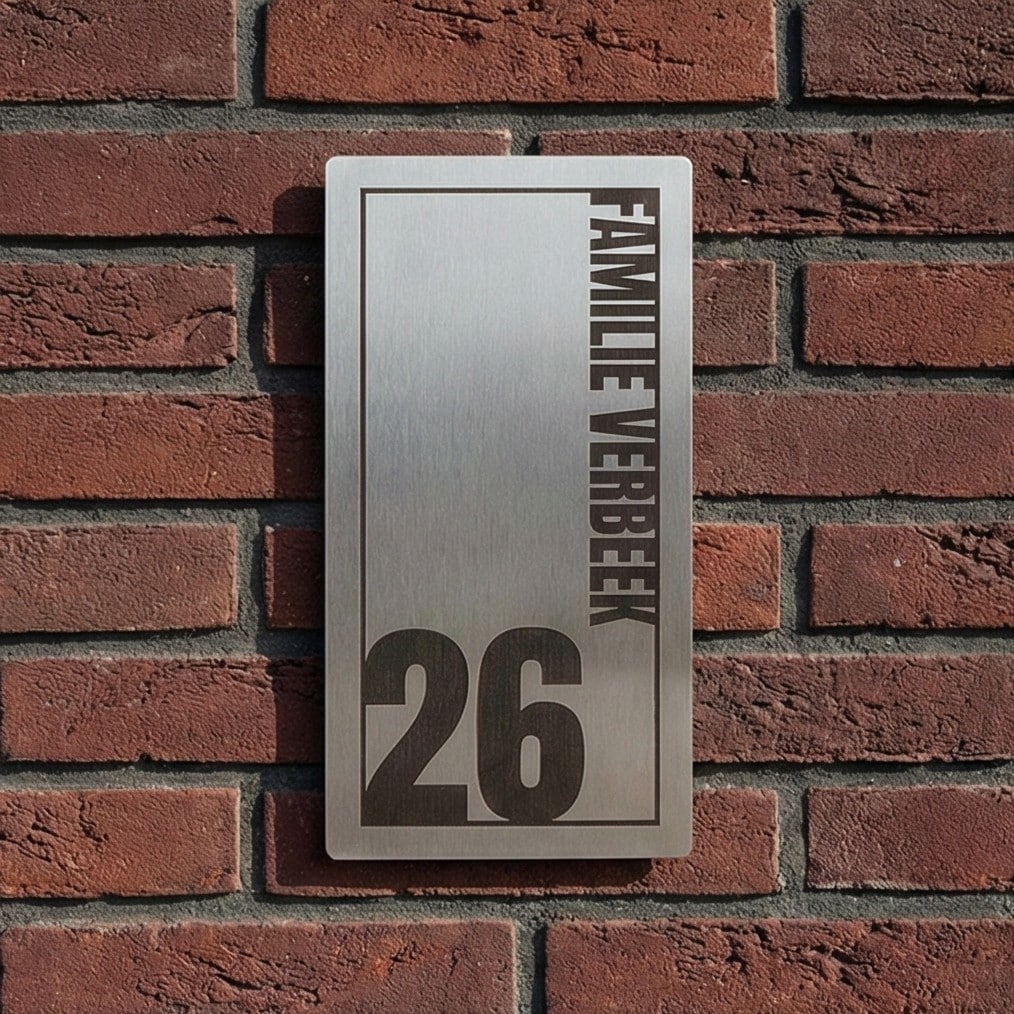 Naambord RVS 10 x 20 cm V02