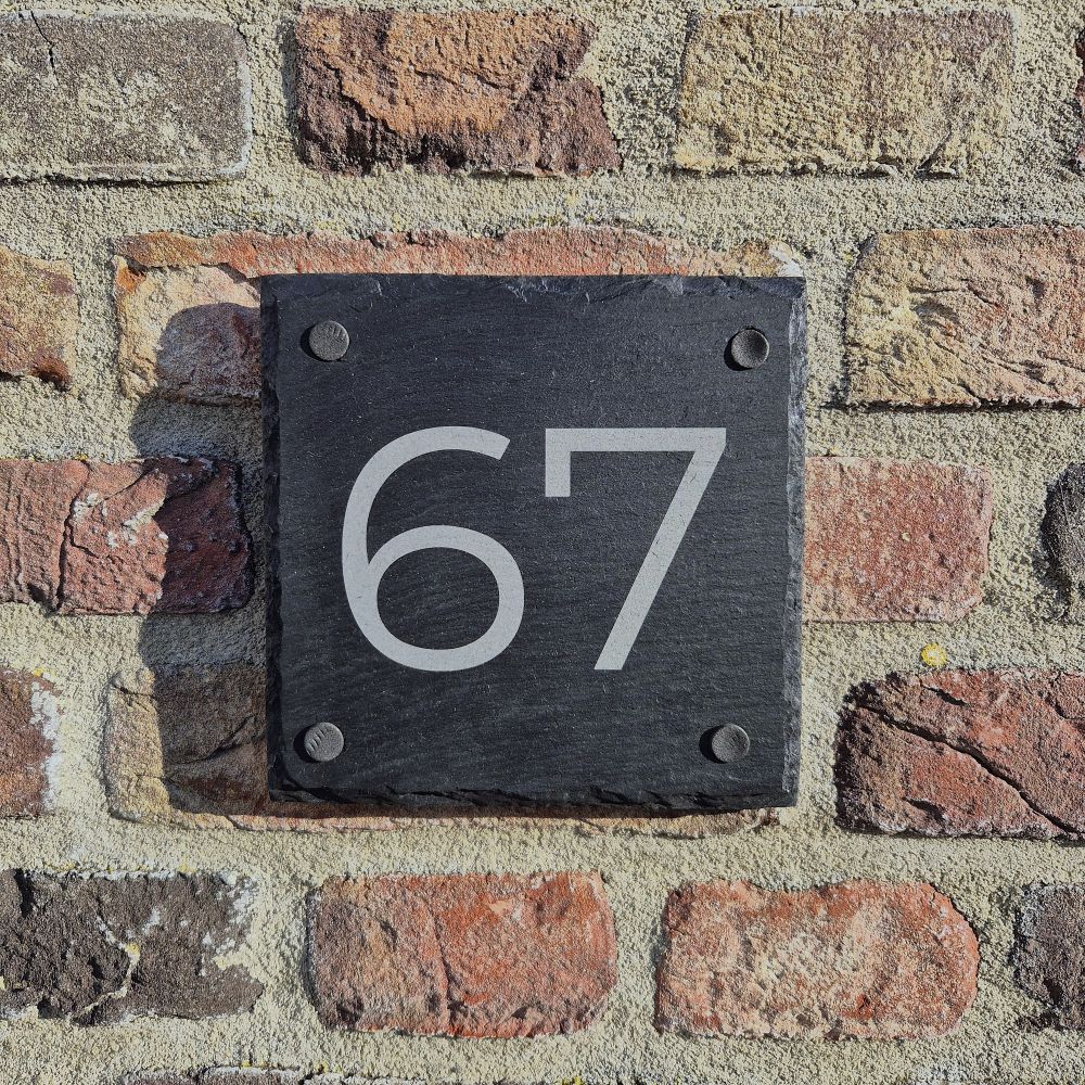 Huisnummerbord leisteen 15 x 15 cm + Gaten