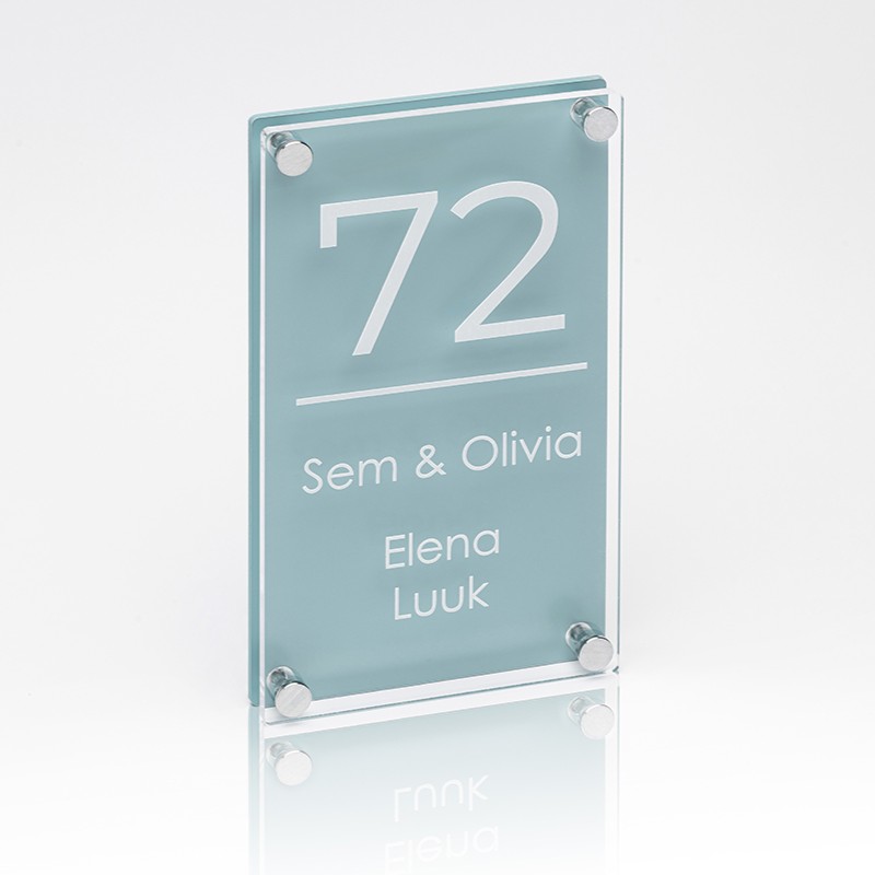 Naambord Plexiglas-Plexiglas 13×22 cm Kustblauw