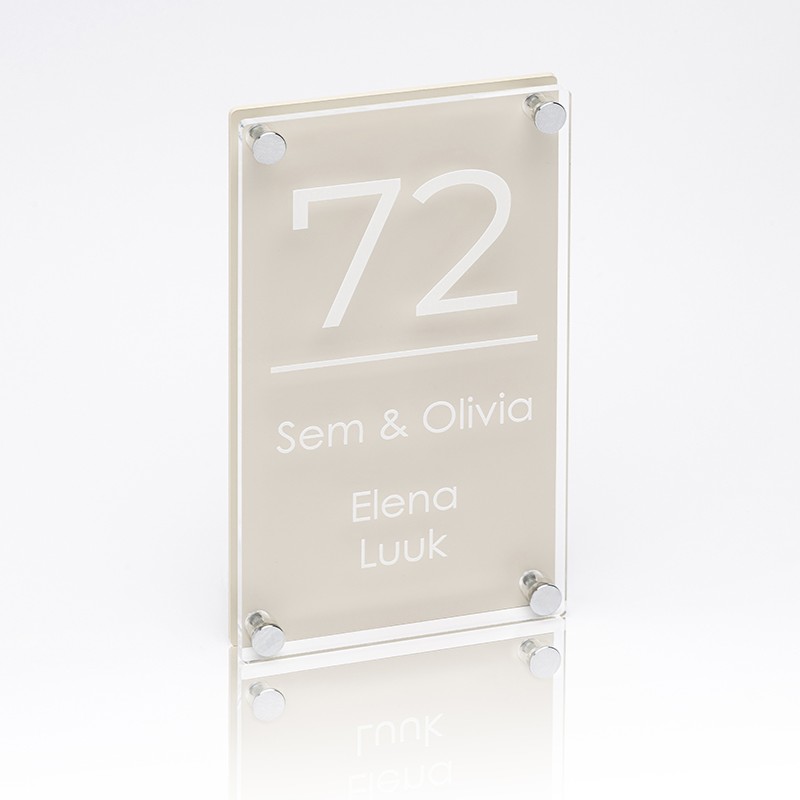 Naambord Plexiglas-Plexiglas 13×22 cm Parelbeige