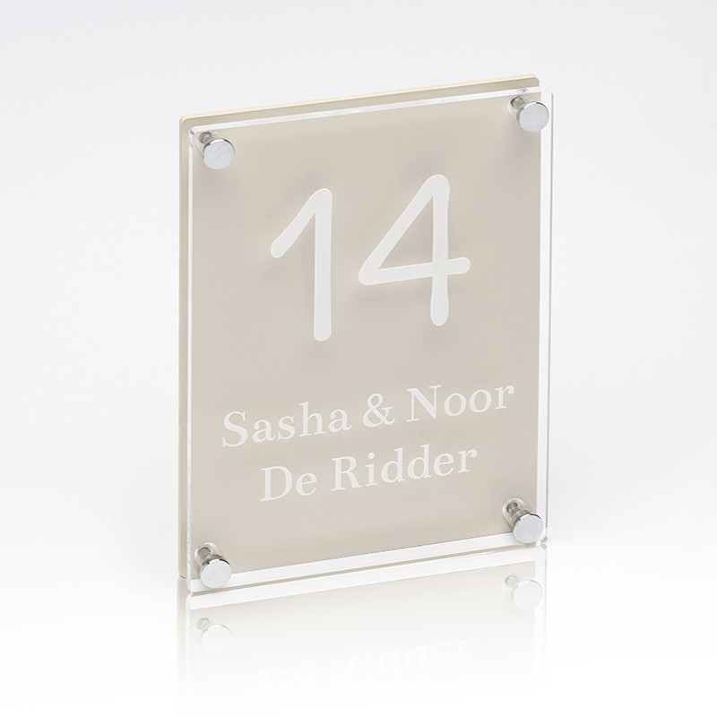 Naambord Plexiglas-Plexiglas 15×20 cm Parelbeige