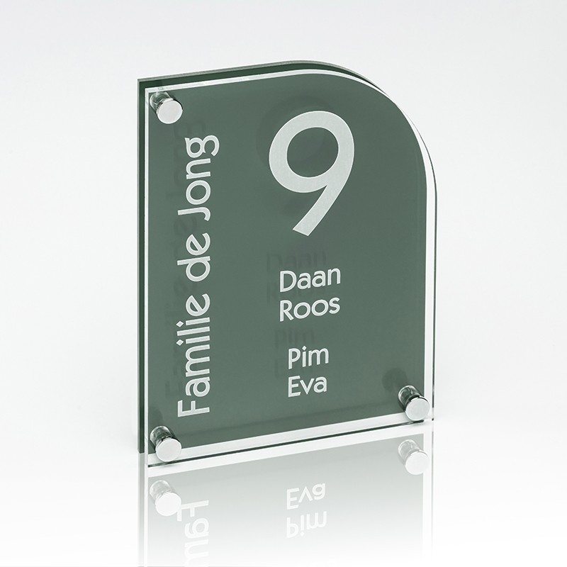 Naambord Plexiglas-Plexiglas 15×20 cm boog Forest Green