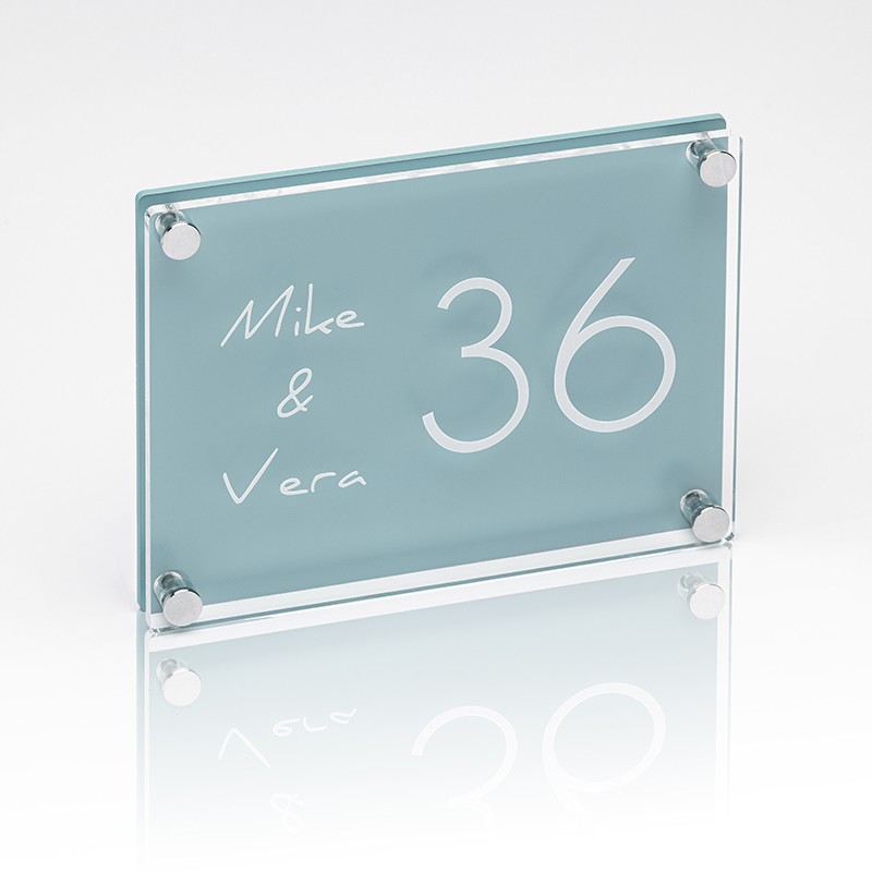 Naambord Plexiglas-Plexiglas 20×15 cm Kustblauw