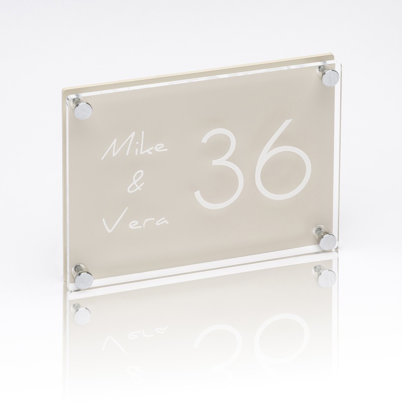 Naambord Plexiglas-Plexiglas 20×15 cm Parelbeige