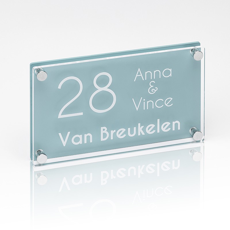 Naambord Plexiglas-Plexiglas 22×13 cm Kustblauw