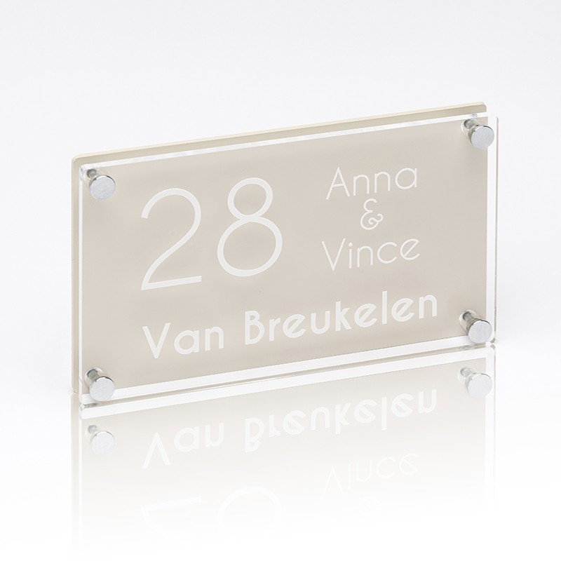 Naambord Plexiglas-Plexiglas 22×13 cm Parelbeige